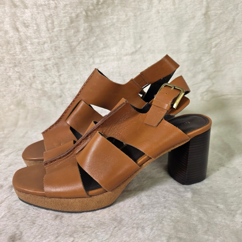 Donald Pliner Geneva Sandals Brown Leather Platform Block Heel Womens 10M Good